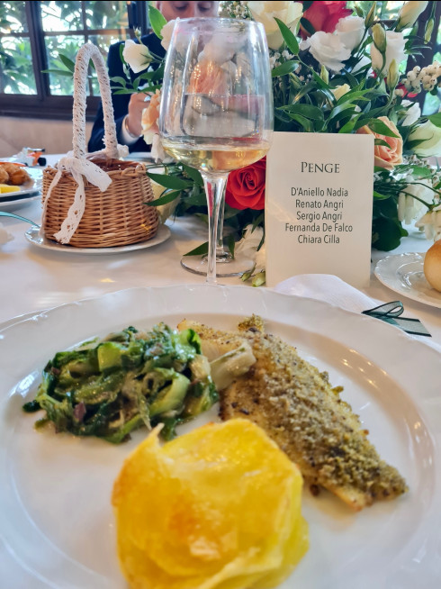 One of the dishes at the lunch, with the Penge table seating card in the background.