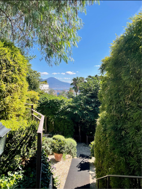 A view over the bay of Naples with Vesuvius in the background.