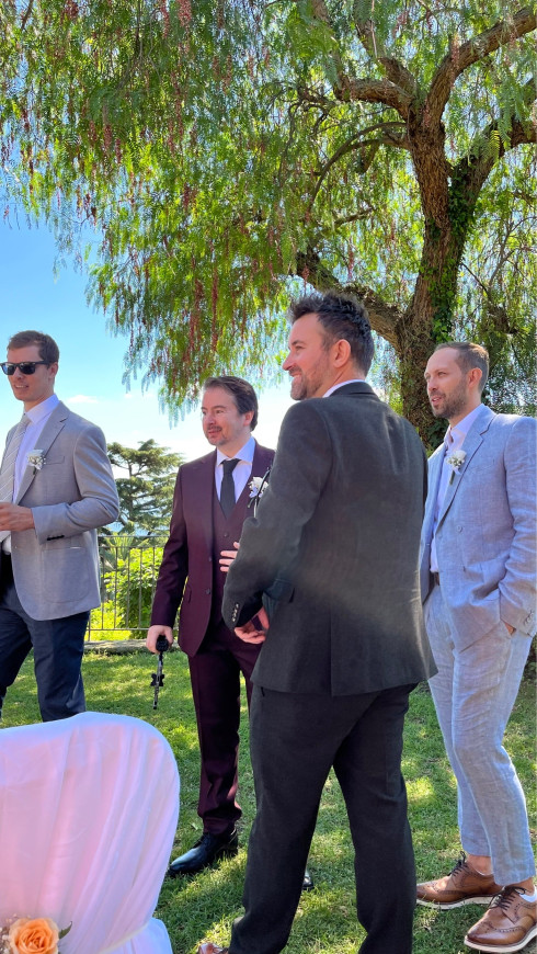 Jay waiting with the guys.