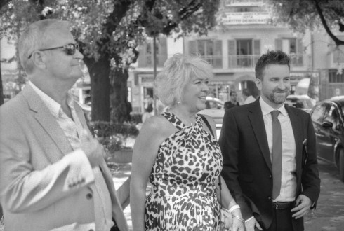 Jay with his mum and dad after getting married.
