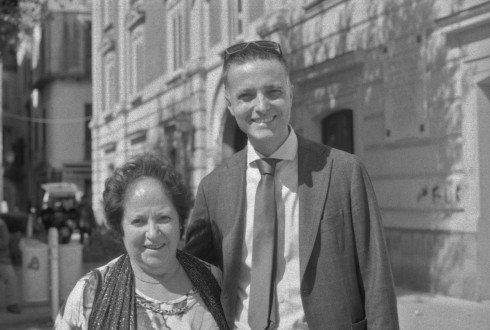 Angelica and Giulio outside the town hall in Marigliano.