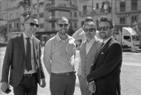 Giulio, Dave, Martin, and Jay, outside the town hall in Marigliano.