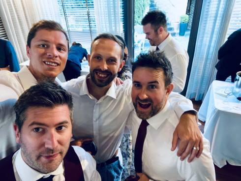 Top-down photo of the guys.