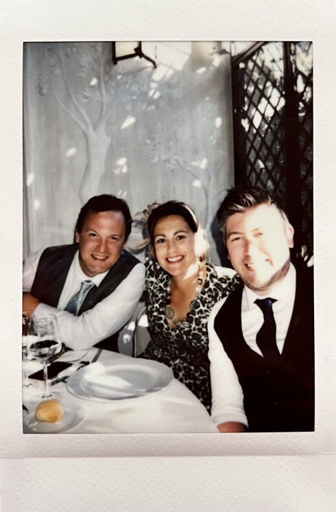 Tom, Hayley, and James at the table.